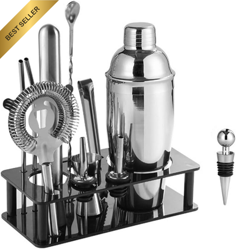 Bartender Kit, Cocktail Shaker Set, 14-Piece Bar Tool Set with Acrylic Stand Bar