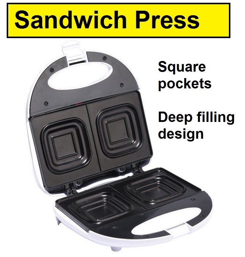 Sandwich Press Maker Deep Dish Non Stick 750W 2 Slice Bread Jaffle