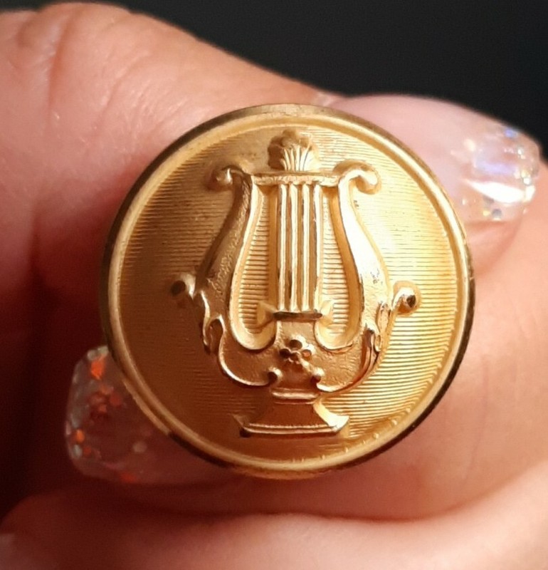 N0706 Bouton D'Uniforme Musique 22mm DorÃ© Militaire Militaria 