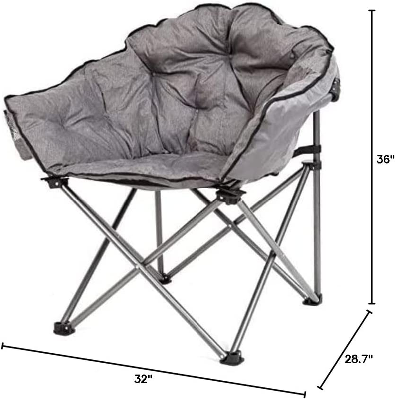 Macsports C932S-129 Padded Cushion Outdoor Folding Lounge Patio Club Chair, Gray