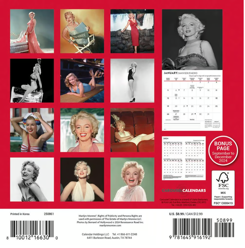 Marilyn Monroe  16 Month 2025 Mini Calendar New Sealed Plastic Free