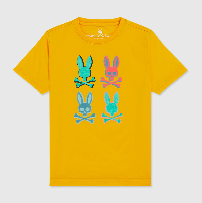 ☆KIRSH☆ Witty Bunny Waffen T-Shirt Yellow Psycho Bunny Big & Tall Men's Amber Frost Bennett Multi