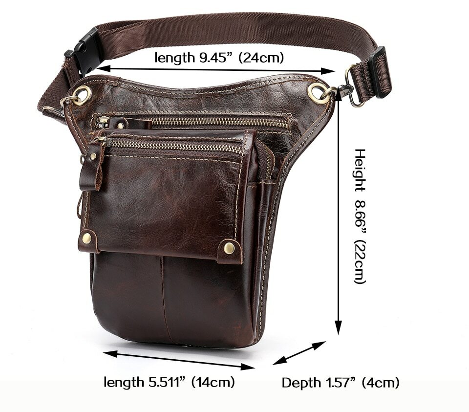 Handmade Vintage Leather Bag Fanny Pack Waist Thigh Bum Belt Messenger Shoulder Bag Travel Motorcycle Crossbody Bag One Shoulder Bag Fashion