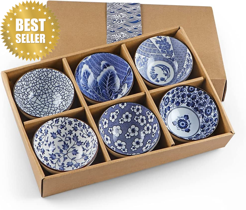 Ceramic Rice Bowls 10 Oz, Janpanese Style Bowl Gift Set, Assorted Dinnerware Ser