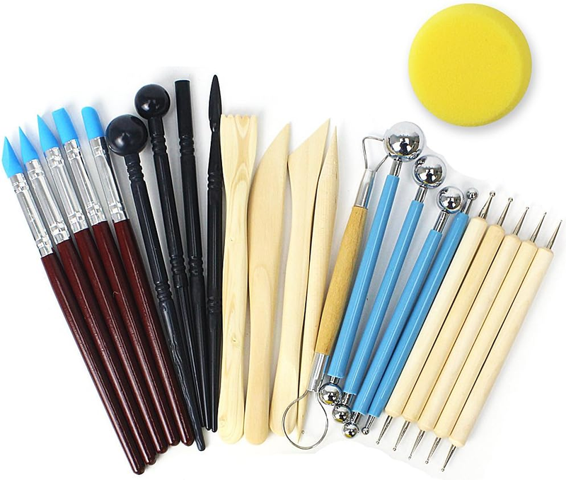 Polymer Clay Tools, Clay Tools Kit, 24pcs Clay Sculpting Tools Set with Stylus a