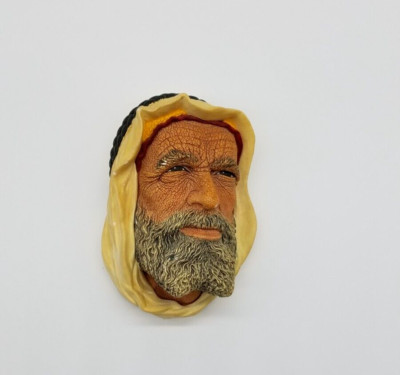 Syrian Bossons Chalkware Head Wall Mounted Ornament Arab Sheik Decor