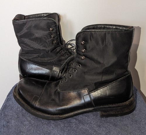 Mens Size Us 10 Black Leather Nylon Lace Up Made In Italy