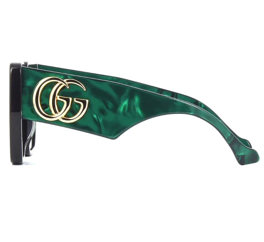 Pre-owned Gucci Gg0956s Oversized Black And Green Sunglasses