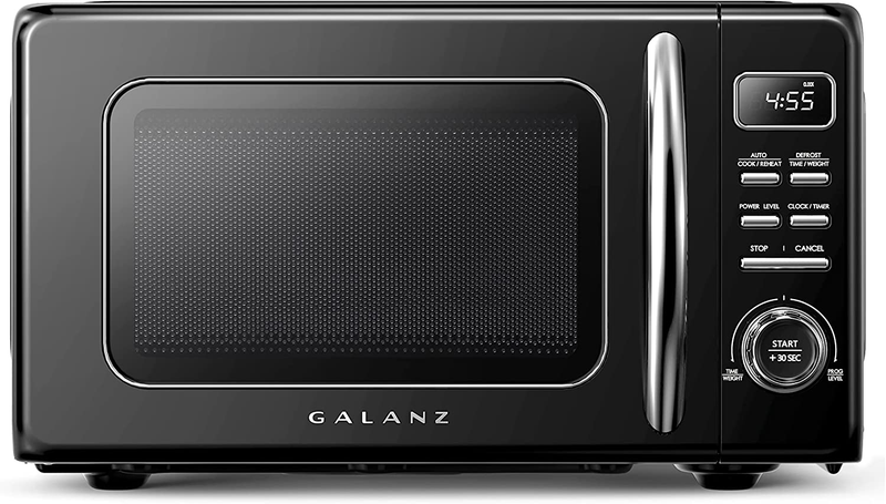 GLCMKZ07BKR07 Retro Countertop Microwave Oven with Auto Cook & Reheat, Defrost, Quick Start Functions, Easy Clean with Glass Turntable, Pull Handle.7 Cu Ft, Black