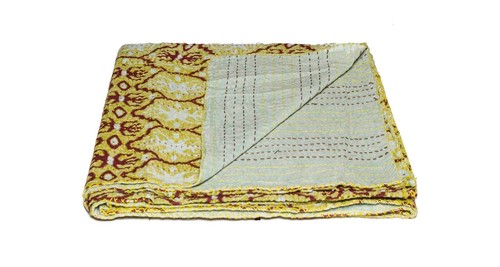 Абстрактное хлопковое одеяло Kantha размером 50 X 70 см из красного и зеленого хлопка с вышивкой