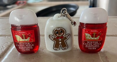 BBW Christmas Gingerbread Man PocketBac Holder Winter Candy Apple Gel Gift Set