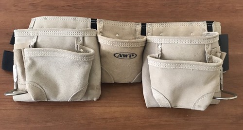 100% Suede Leather Contractor’s Tool Belt Tool Pouch Tool Nail Apron - AWP