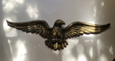 Vintage American Bald Eagle Brass Tone Cast Metal Wall Hanging Decor - Taiwan