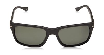 Pre-owned Persol Po3048s Rectangular Sunglasses Black/green Polarized 58 Millimeters In Gray