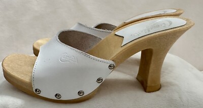 Vtg 80s Candies leather slides heels made in italy womens 38 7