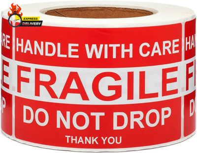 Large Fragile Stickers 4'' X 6'' Eye-Catching Fragile - Handle with Care - Do No