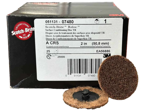 (25) 3M 07480 Scotch-Brite Roloc Disc Coarse 2" Brown - Box of 25