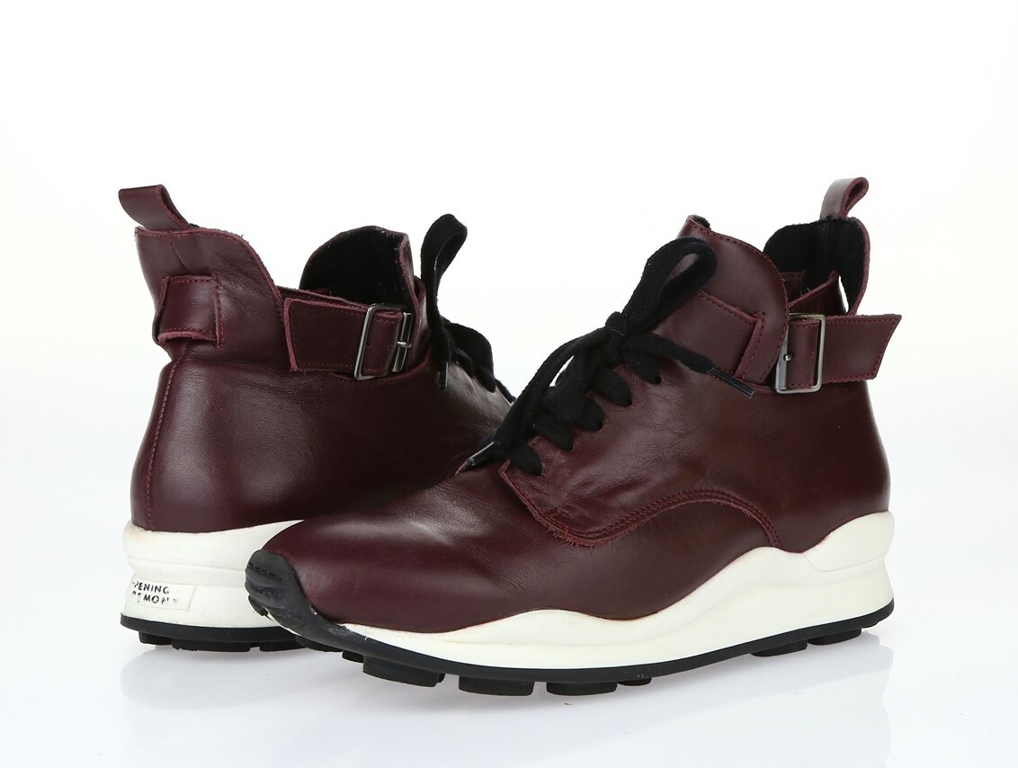Opening Ceremony Womens Burgundy Leather High Top Buckle Sneakers Shoes Size 38
