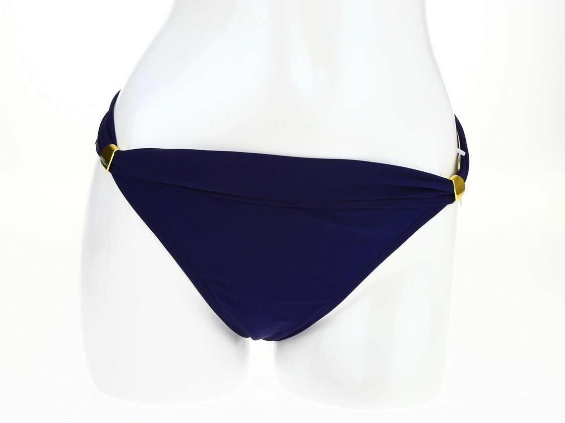 Tommy Bahama Navy Blue Narrow Hipsters Hardware Solid Bikini Bottom Size Small