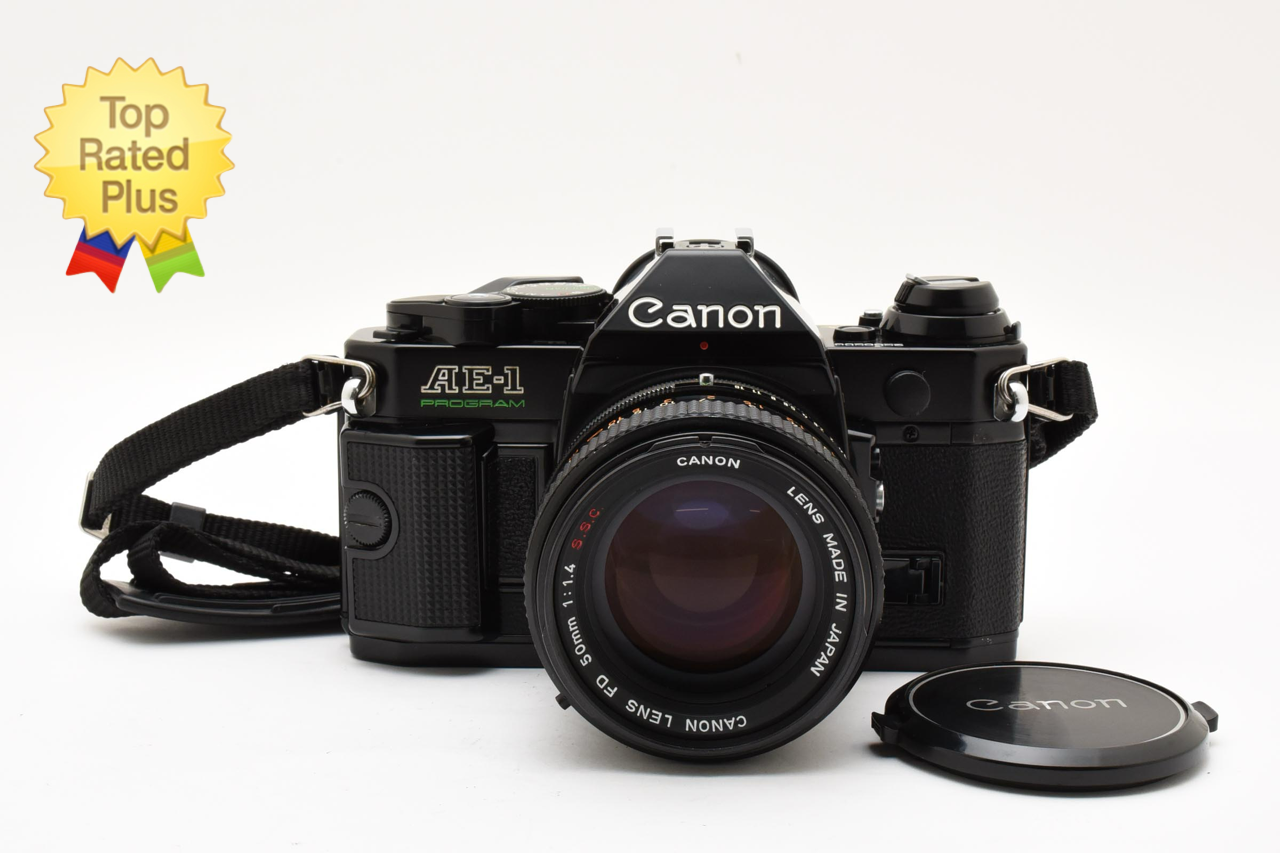 【美品】Canon AE-1 Black FD 50mm F1.4 S.S.C Near MINT] Canon AE-1 Program Black FD 50mm f1.4 S.S.C. Lens