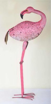 XXL Gartenfigur aus Metall rosa Flamingo 81cm Tierfigur für Haus und Garten Deko