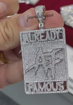 NSG MEN'S JEWELRY 3.2 CT D/VVS MOISSANITE CUSTOM LETTER DOG TAG PENDANT 925 SILVER