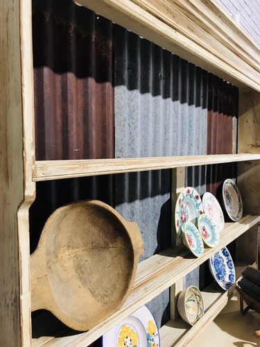 Antique Farmhouse Hutch With Reclaimed Tin