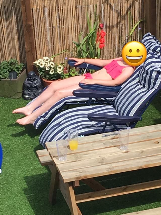 X 2 reclining padded sun loungers very comfy only 6 months old | in