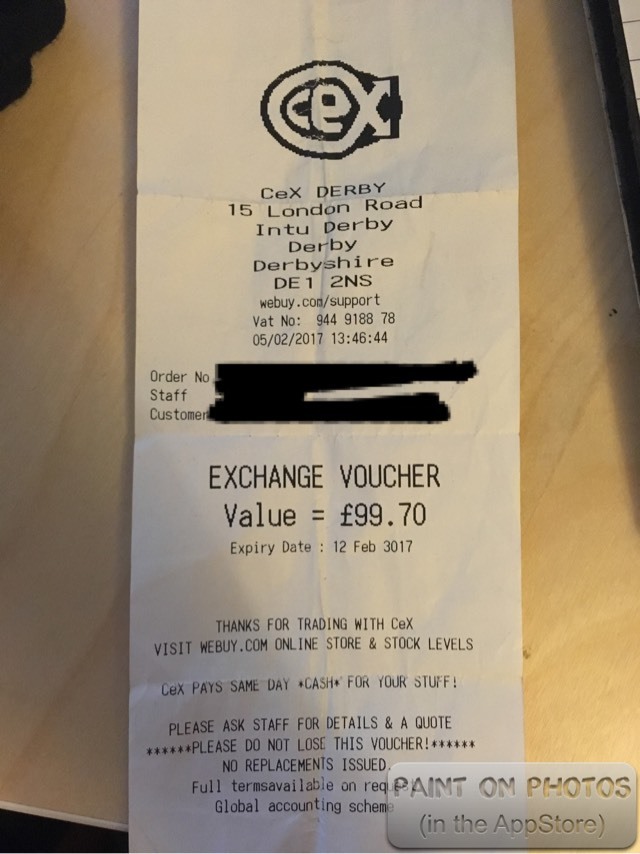 Cex Voucher/code, ( gaming, computers, cameras, phones) in Stapleford