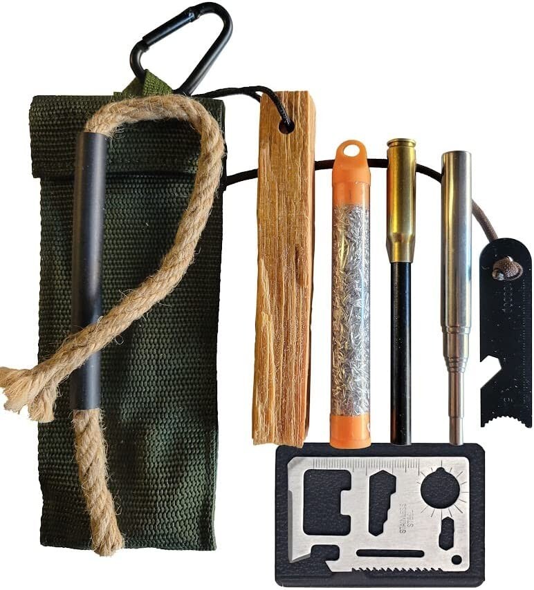 Survival Fire Starting Kit Fatwood Ferro Rod Striker Kaeser Survival Fire Starting Kit Fatwood Ferro Rod Striker Kaeser