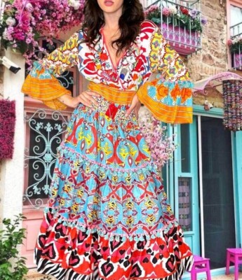 ANTICA SARTORIA 2022 HEARTS & A LITTLE ZEBRA LONG DRESS OS NWT