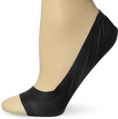 NEW BLACK PEEP TOE LINER SOCK HUE PERFECT EDGE SHOE NO SHOW SIZE S M WOMENS 4 10