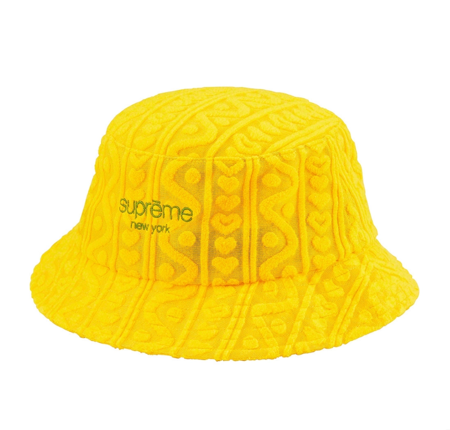 Supreme Yellow Terry Crusher Bucket Hat Green Stitch Logo S/M NWT IN HAND  SS23