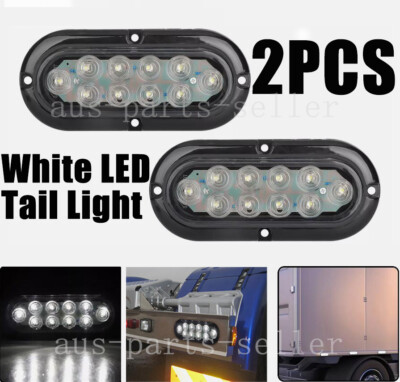 2x White 6'' Oval LED Turn Tail Light Surface Mount Car Trailer Truck Backup Lamp