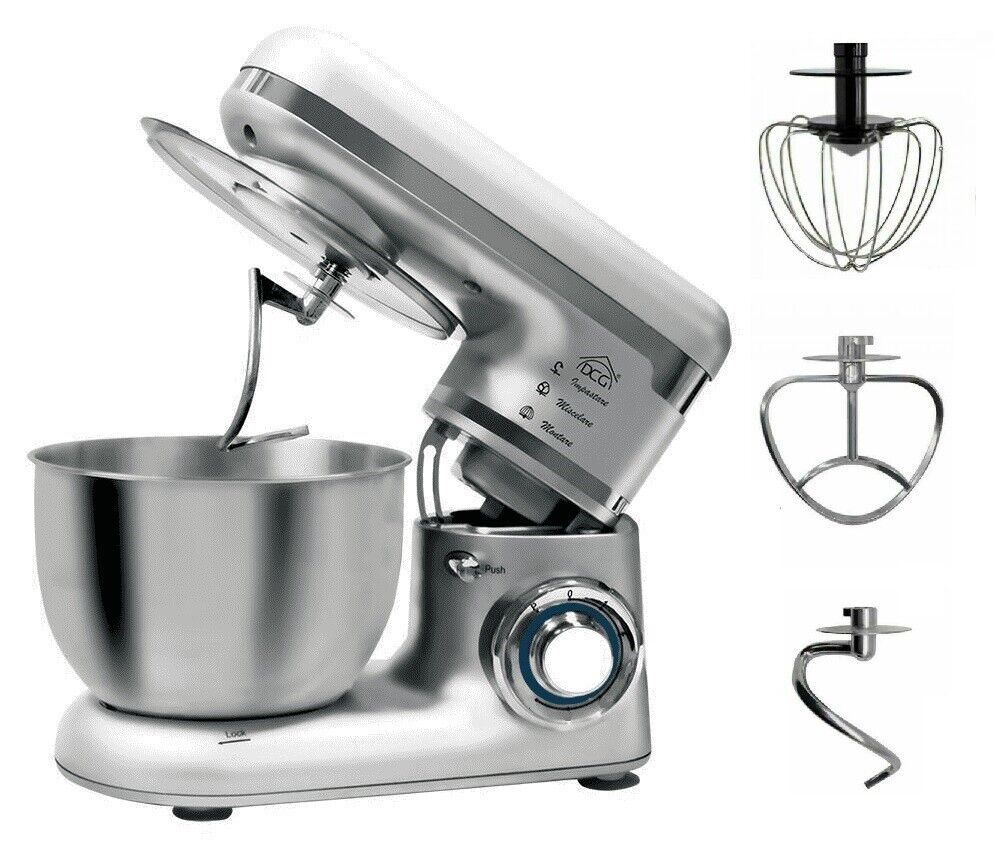 IMPASTATRICE PLANETARIA IMPASTATORE CIOTOLA ACCIAIO INOX 4,5 LT 1000W DCG KM1401