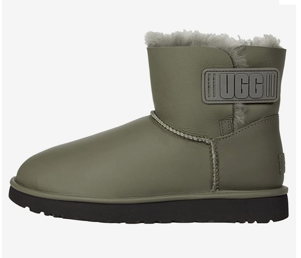 Pre-owned Ugg Mini Bailey Logo Strap Boots Ankle Booties Ultra Matte Seaweed Green Size 8