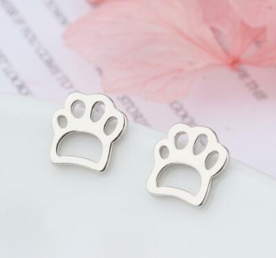 Adorable Silver SP Tiny Animals Paws Stud Earring