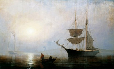 Fitz Hugh Lane ''Ship In Fog Off Ten Pound Island, Gloucester'' Blue Artwork