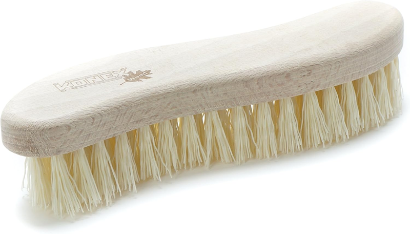 Heavy Duty Scrub Brush - Old-Fashioned Wooden Design, Curved for Bathtubs, Wall