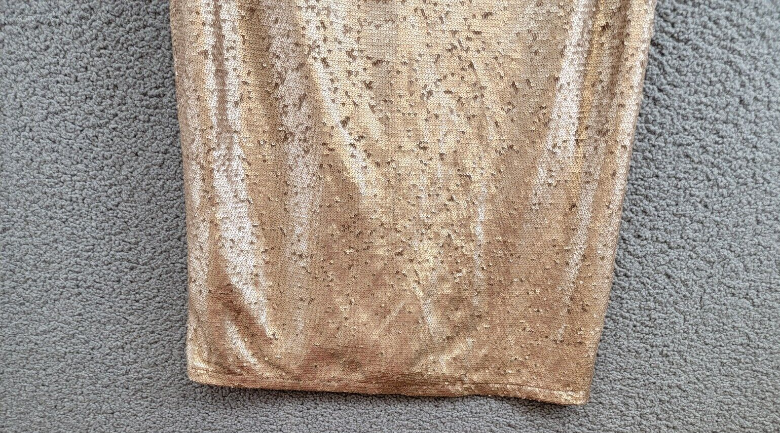 RENE Rene Ruiz Puff Sleeve Sequin Cocktail Dress Women's 8 Gold Back Zip Closure - Picture 4 of 17