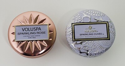 NEW Voluspa Sparkling Rose & Sparkling Cuvee Mini Candles 25g / .9oz  Each