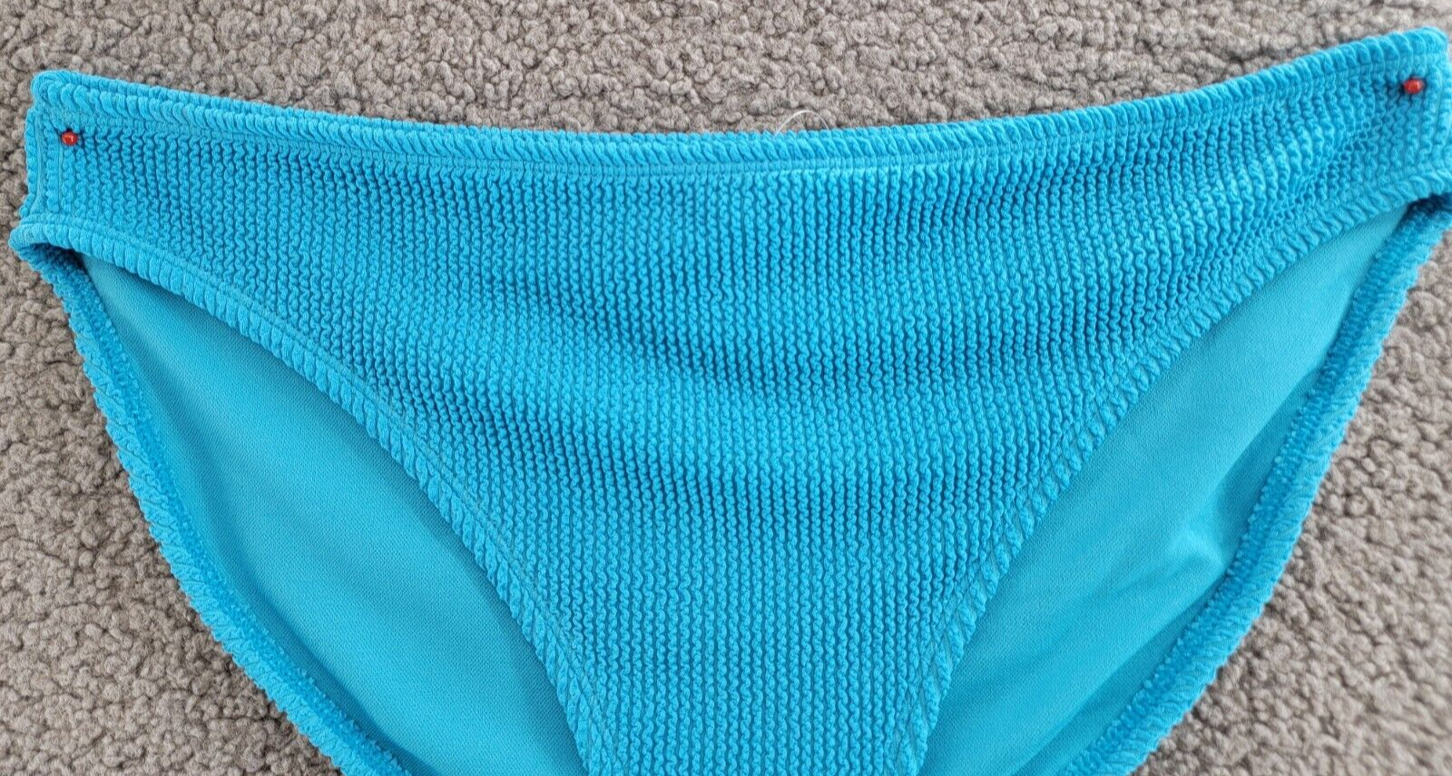 Cyn & Luca Pucker Ribbed Bikini Bottom Juniors L Peacock Elastic Waist Pull On - Picture 2 of 15