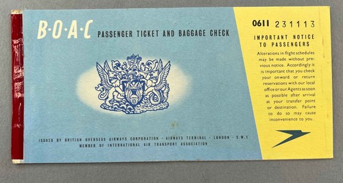 BOAC VINTAGE USED AIRLINE TICKET KANO - LONDON 1955 B.O.A.C.