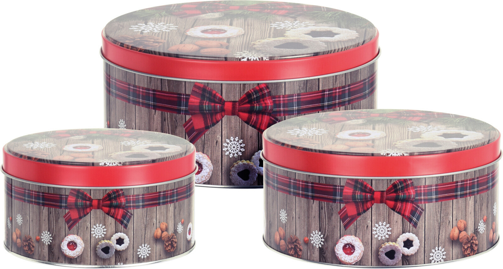 Set of 3 Christmas Cake Storage Tins Xmas Sweets Biscuit Cookies Tin 7