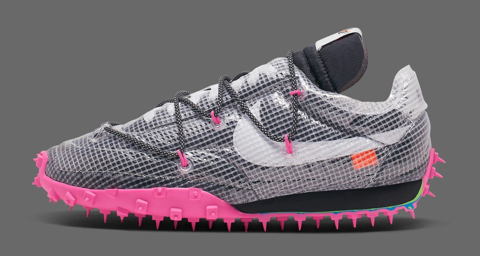 

Женские кроссовки Nike Waffle Racer Fuchsia Silver Black 2019 Off-White CD8180-001, Черный, Nike Waffle Racer