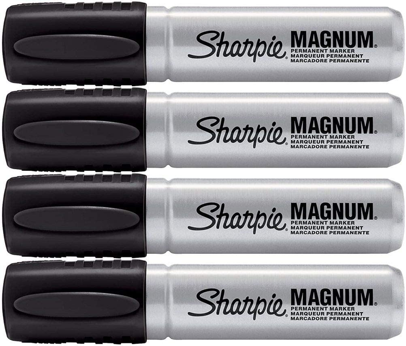 Sharpie Pro Magnum Permanent Marker, Oversized Chisel Tip, Black 4 Pack