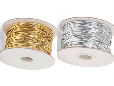 Metallic ELASTIC STRETCH Cord, 1/16'' Package wrapping Bow making Choose Yardage