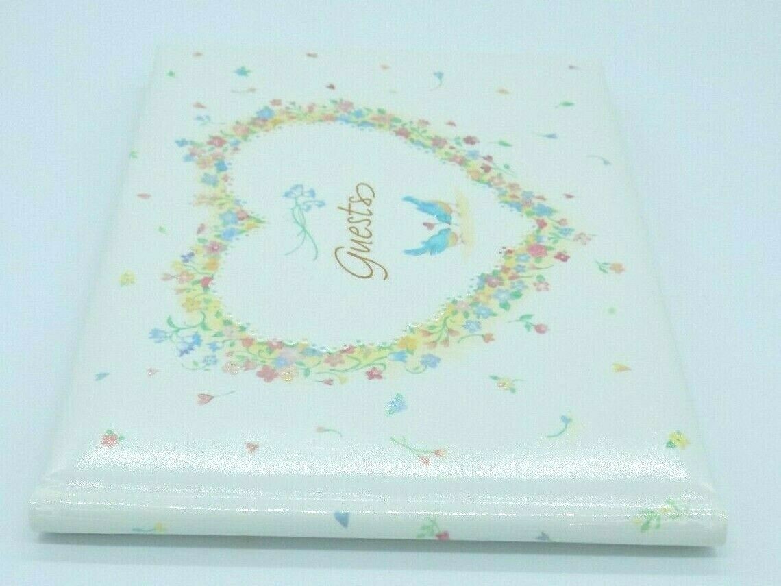 Hallmark Wedding Guest Signature Book Heart Bluebirds Flowers Of Love White