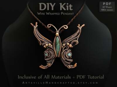 Full DIY Kit Butterfly Pendant Making Adults Craft Jewelry Wire Wrap Tutorial 