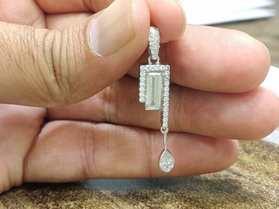 2Ct Round Cut Lab Created Diamond Women's Wedding Pendant 14K White Gold Plated